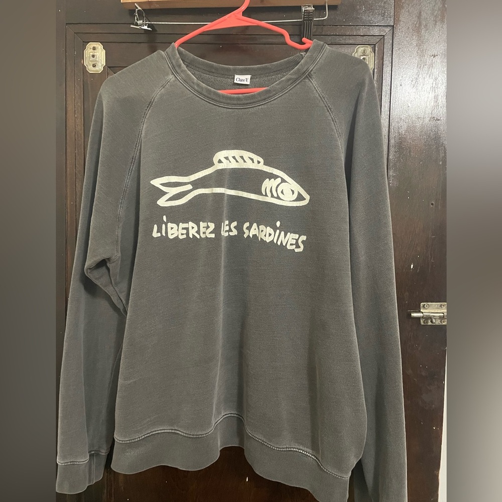 Clare V “free the sardines” sweatshirt size L, excellent condition